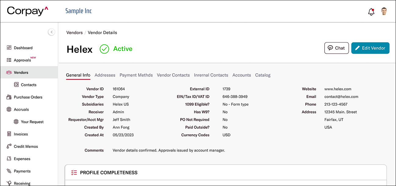 screenshot of Corpay