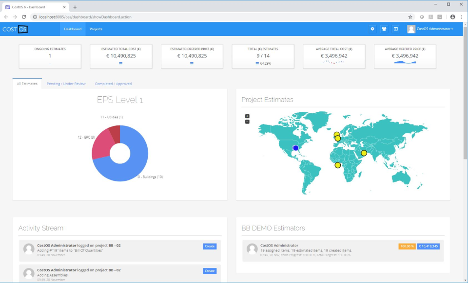 screenshot of CostOS