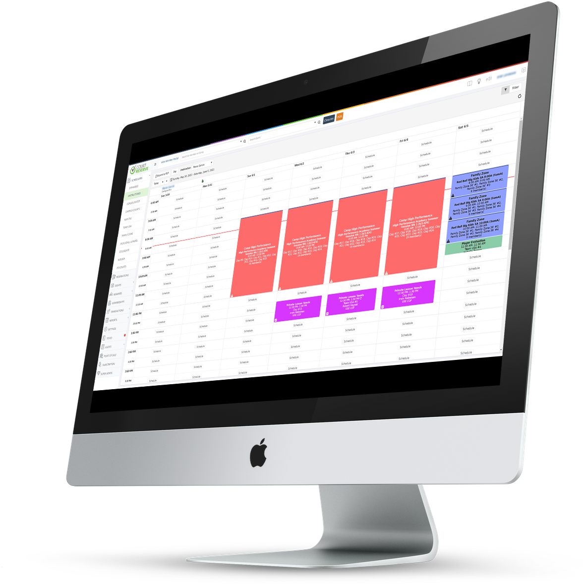 screenshot of CourtReserve