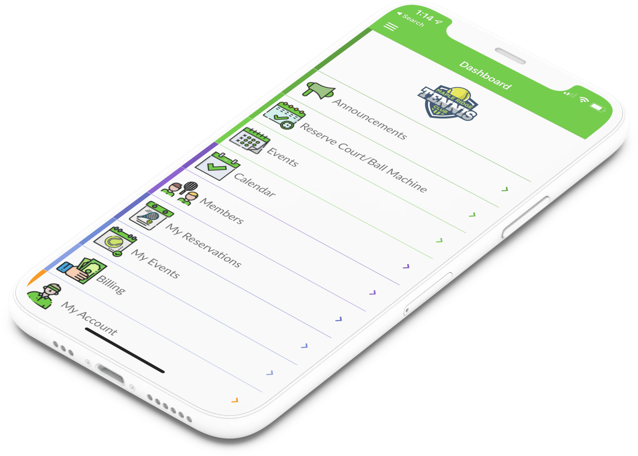 screenshot of CourtReserve