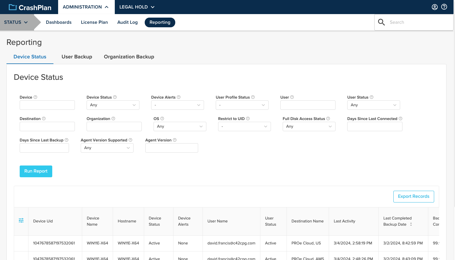 screenshot of CrashPlan