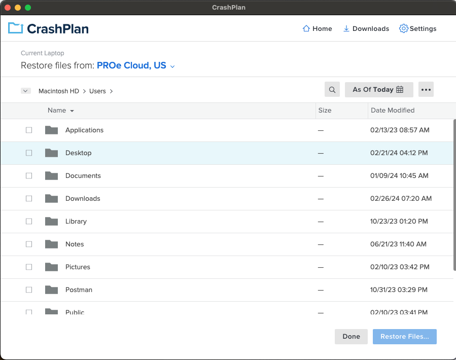 screenshot of CrashPlan