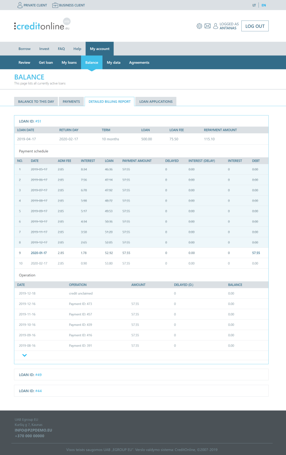 screenshot of CreditOnline