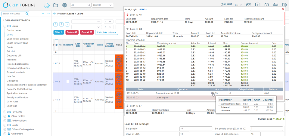 screenshot of CreditOnline