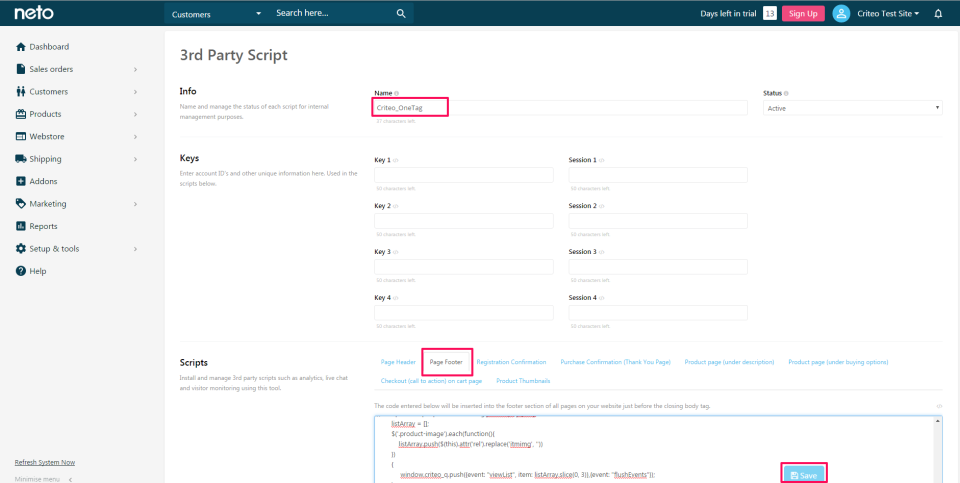 screenshot of Criteo