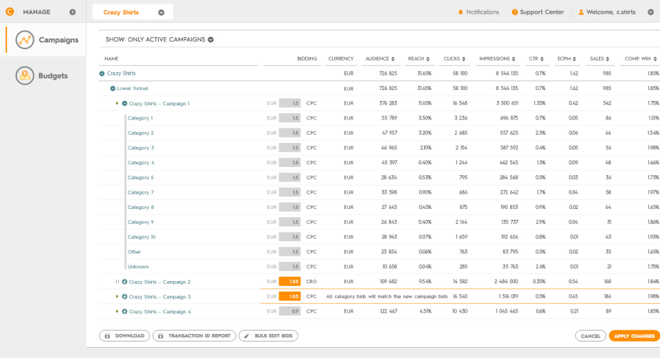 screenshot of Criteo