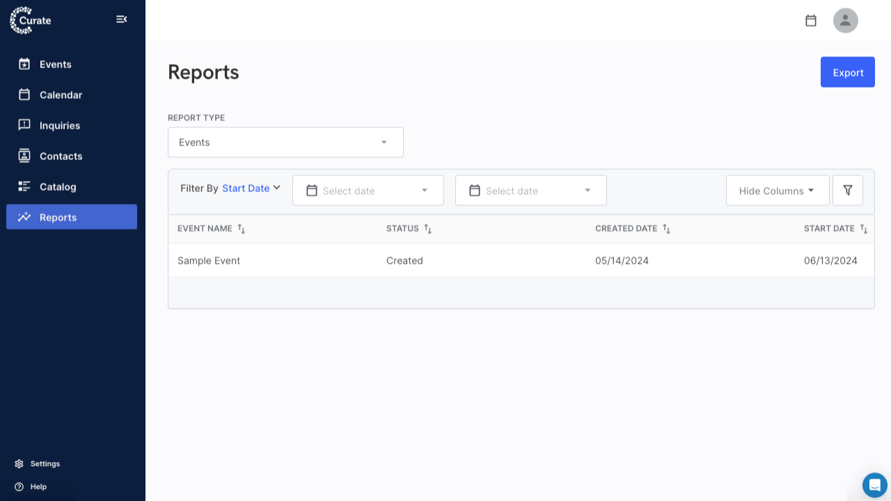 screenshot of Curate