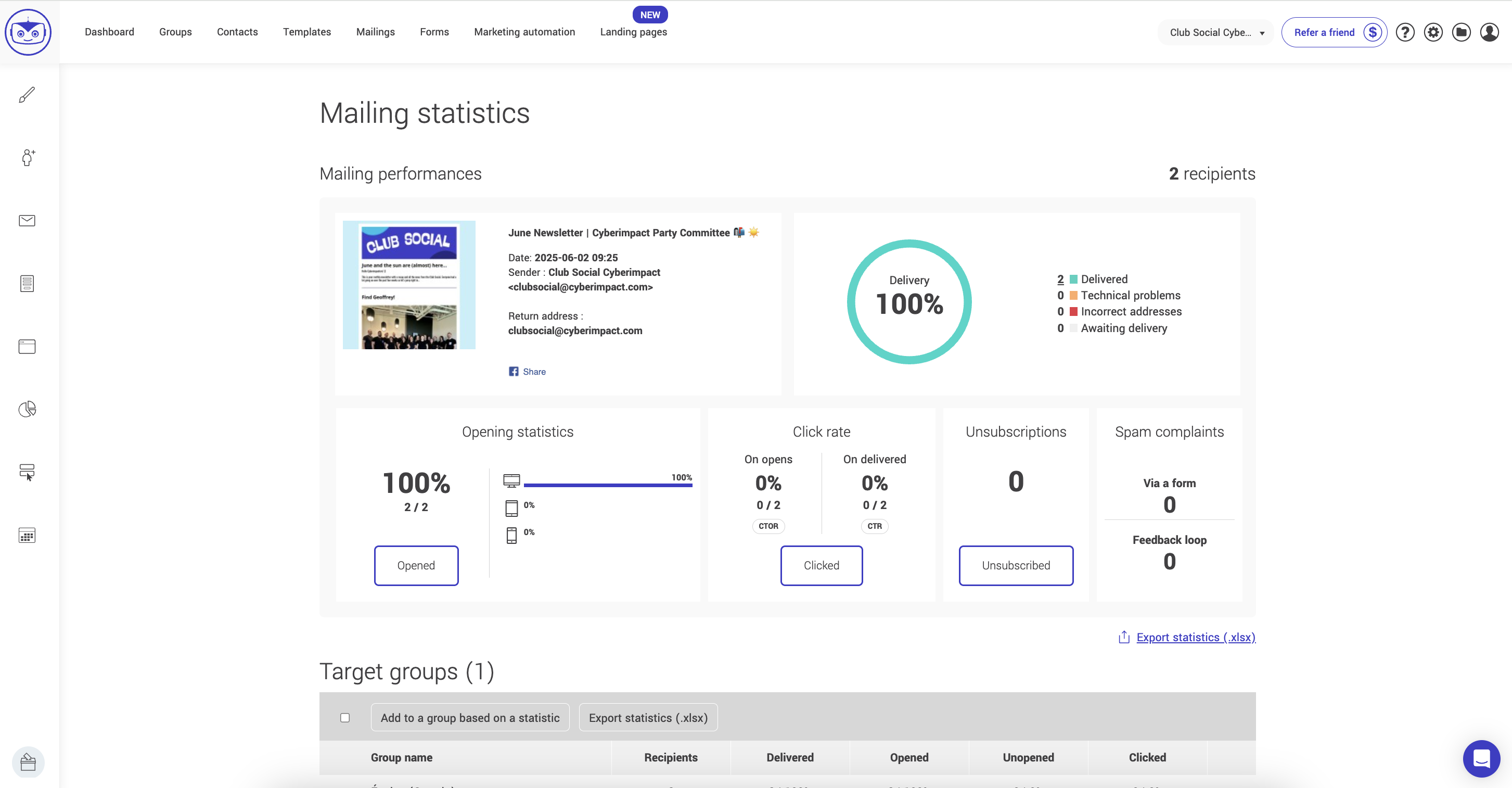 screenshot of Cyberimpact