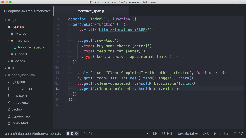 screenshot of Cypress