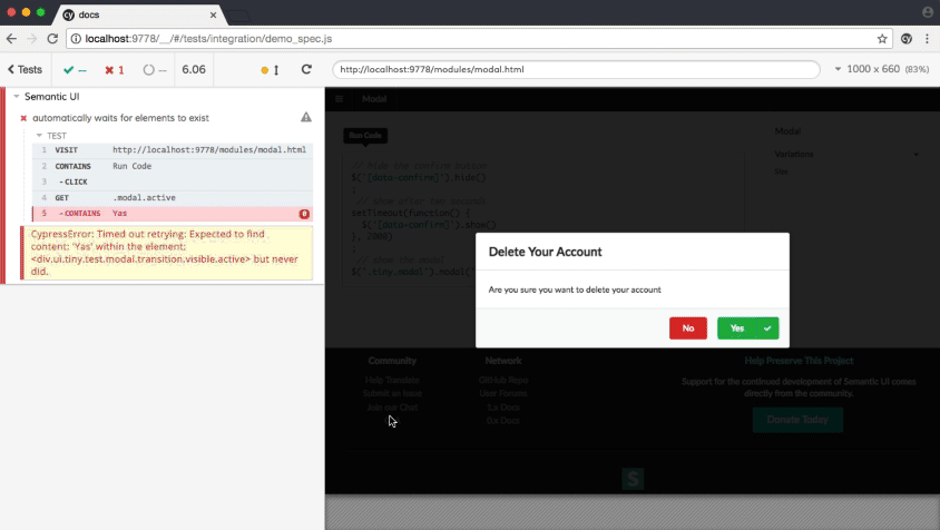 screenshot of Cypress