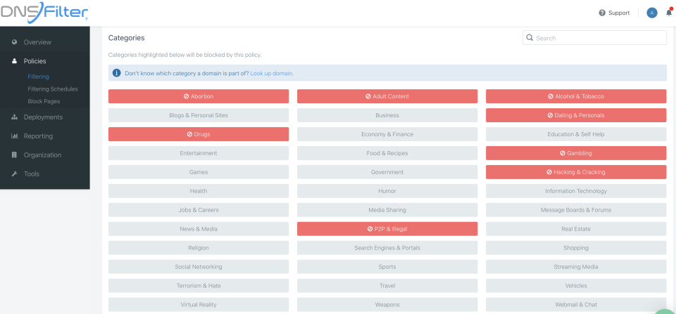 screenshot of DNSFilter