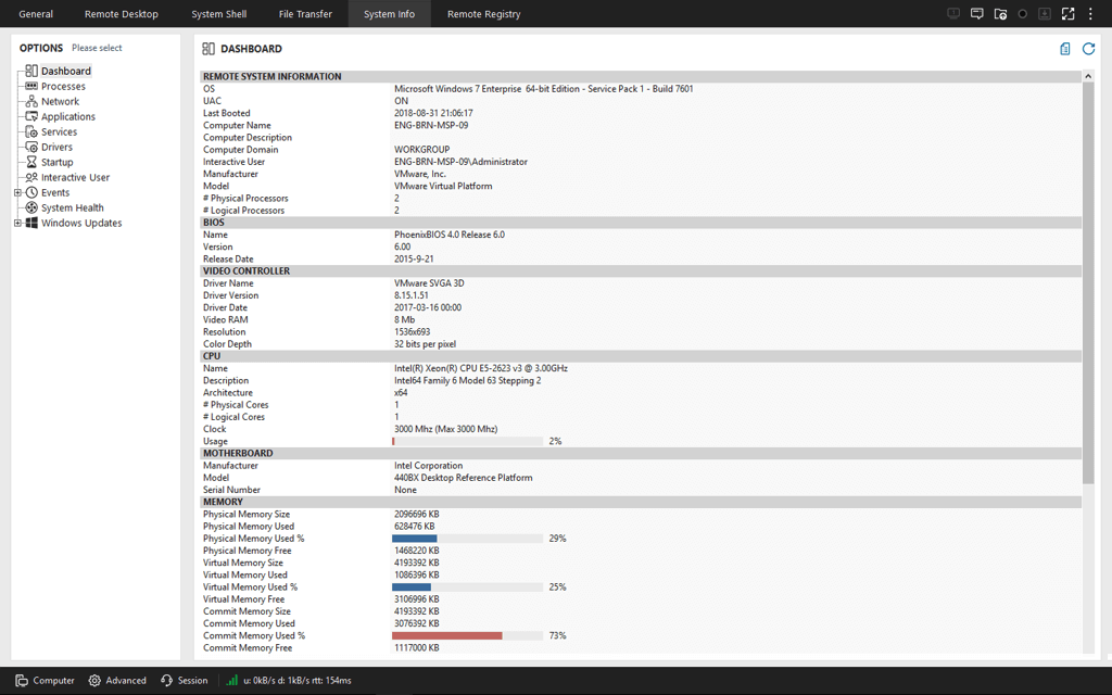 screenshot of Dameware