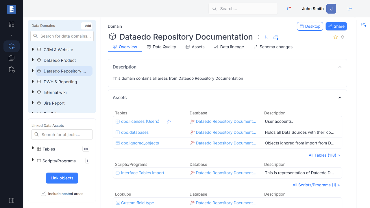 screenshot of Dataedo