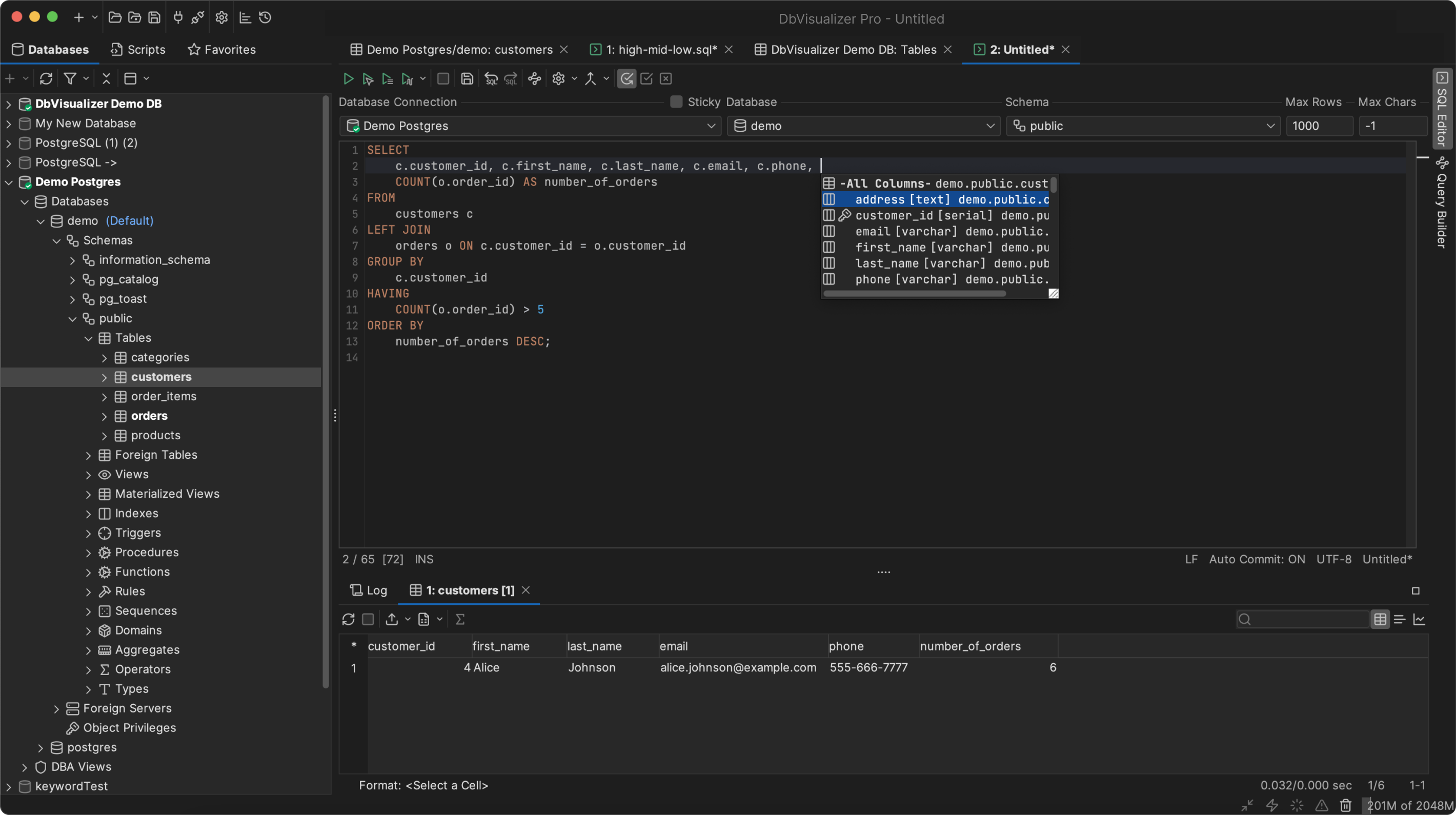 screenshot of DbVisualizer