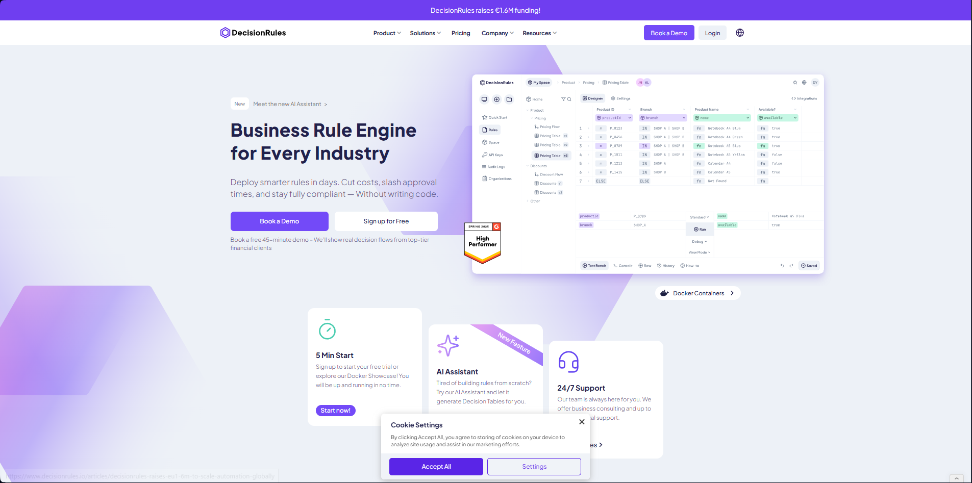 screenshot of DecisionRules.io