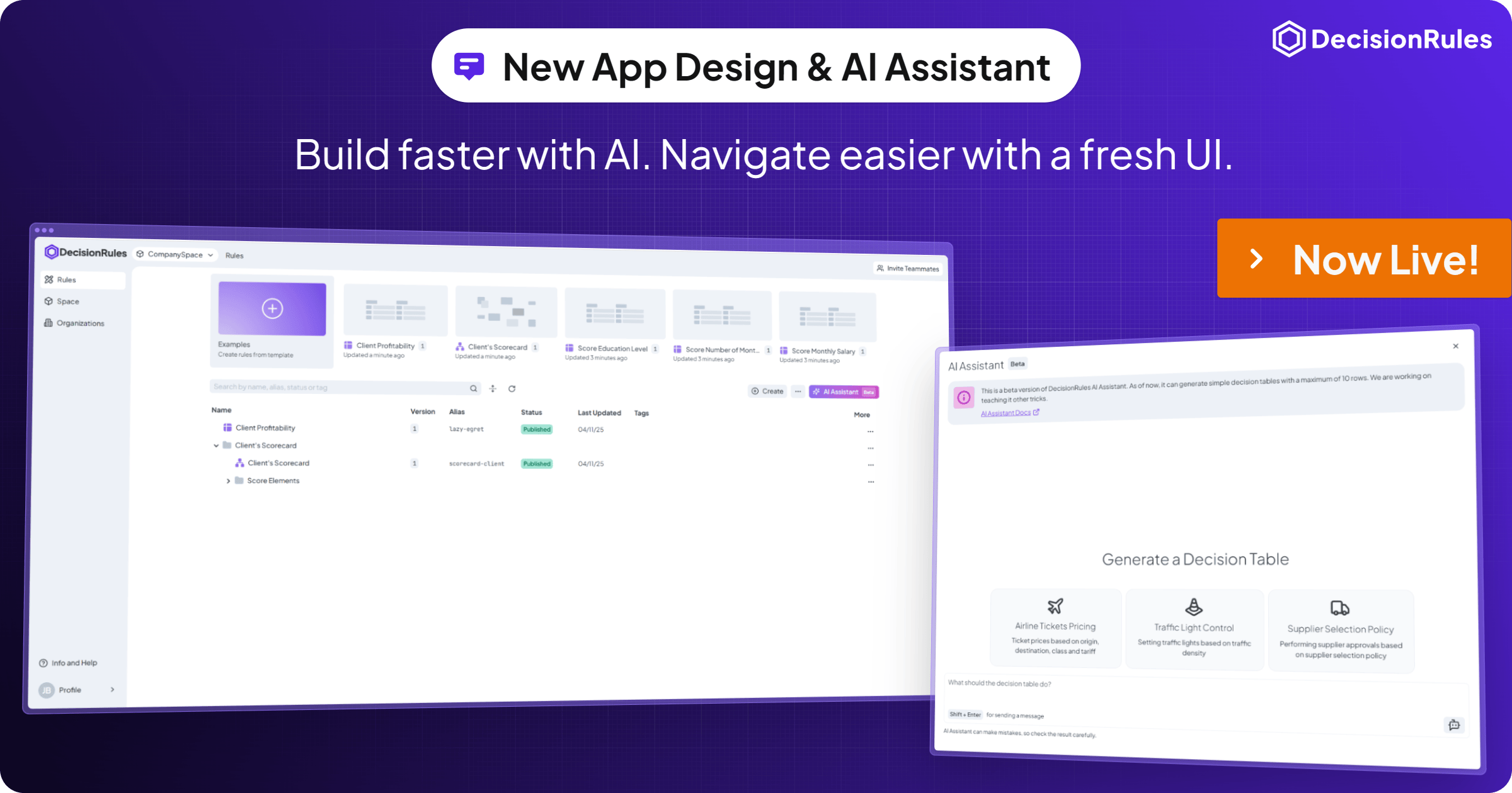 screenshot of DecisionRules.io