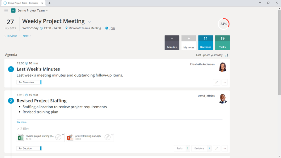 screenshot of Decisions