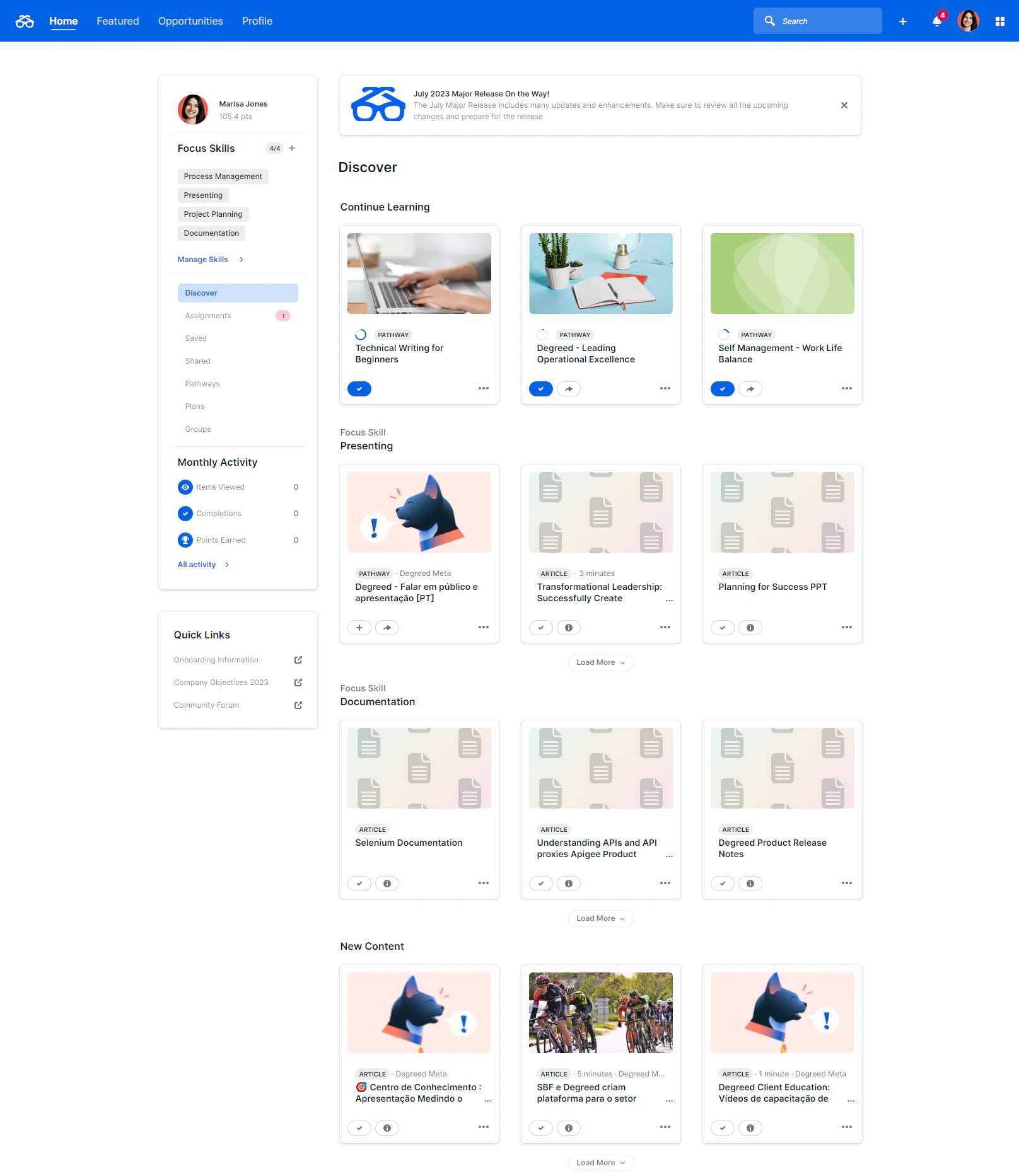 screenshot of Degreed