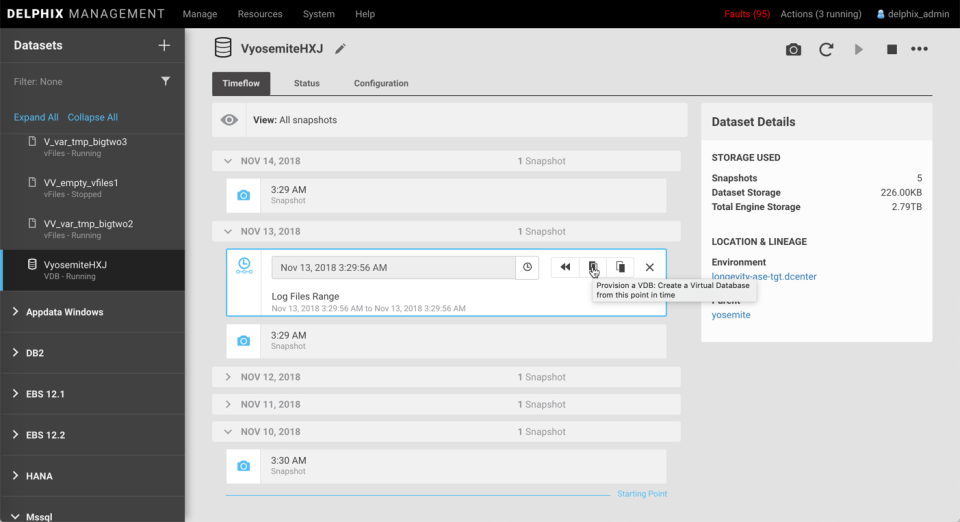 screenshot of Delphix