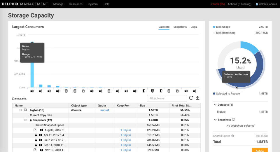 screenshot of Delphix