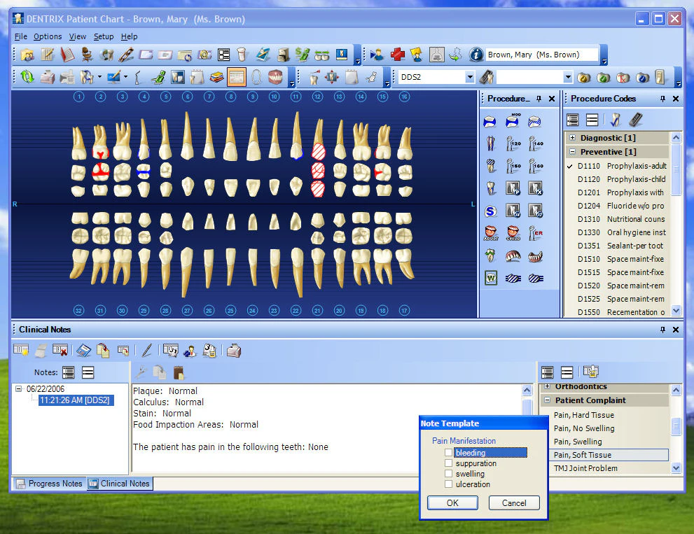 screenshot of Dentrix