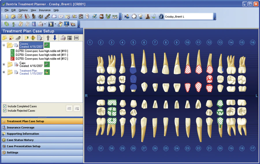 screenshot of Dentrix