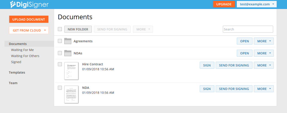 screenshot of DigiSigner