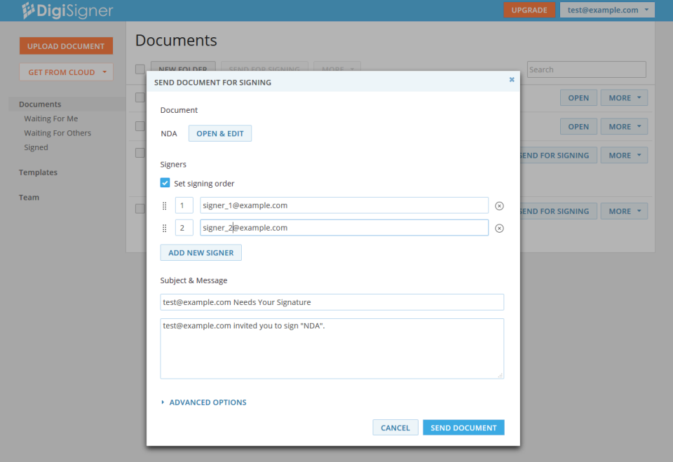 screenshot of DigiSigner