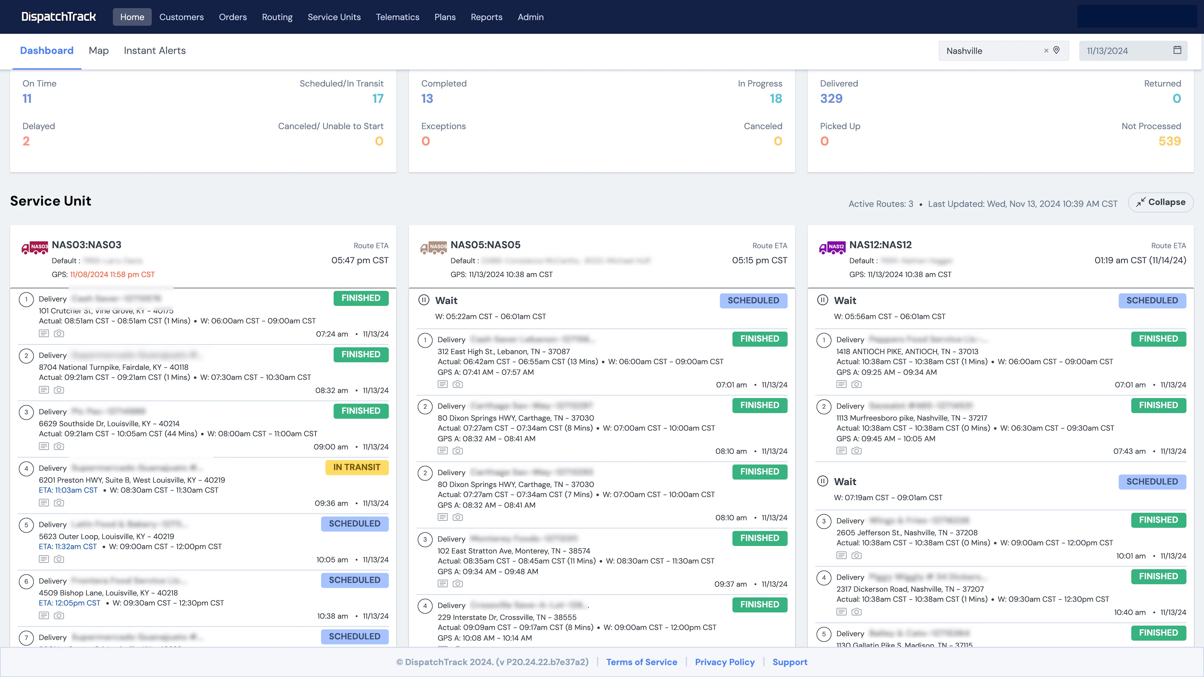 screenshot of DispatchTrack
