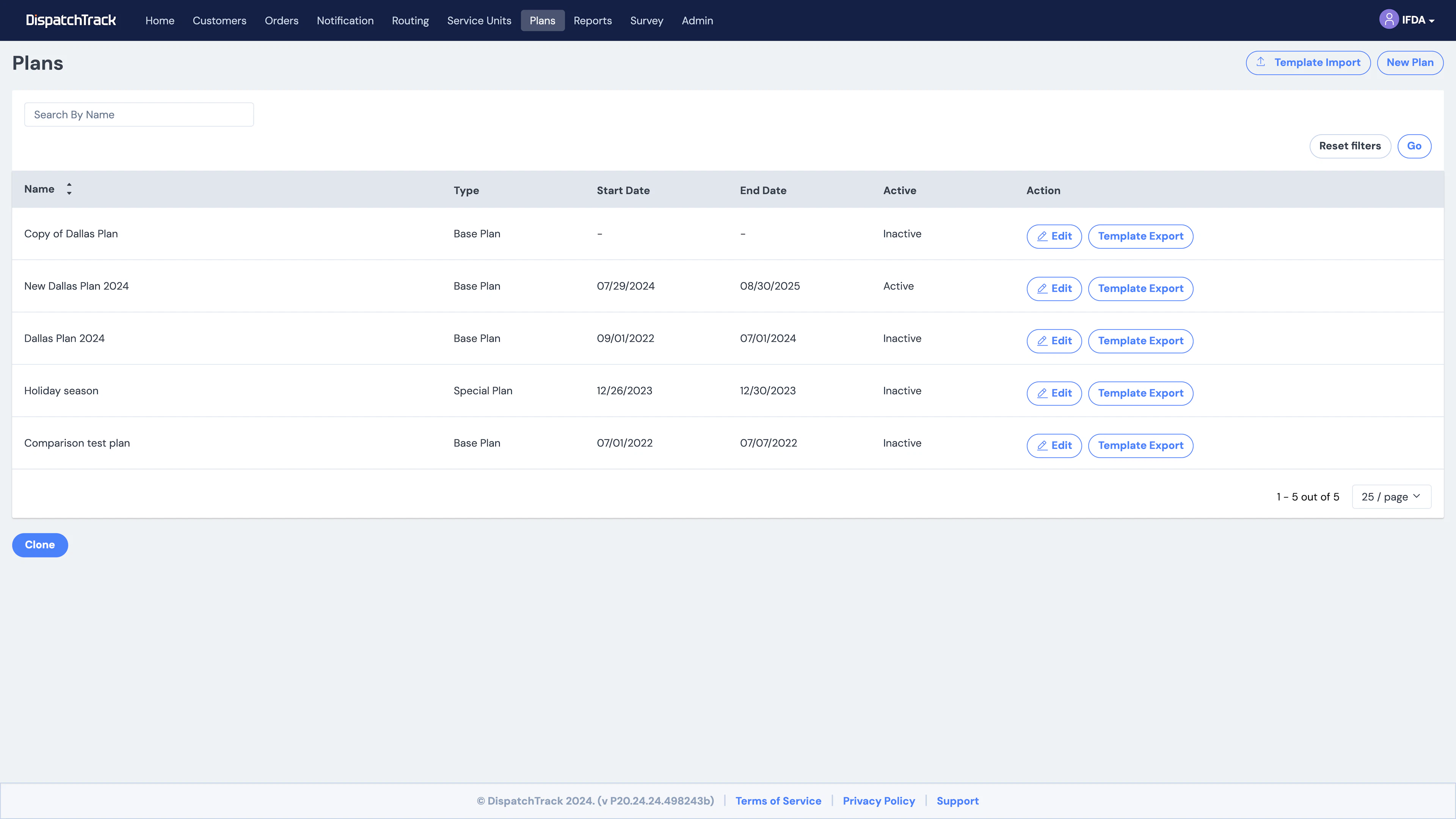 screenshot of DispatchTrack