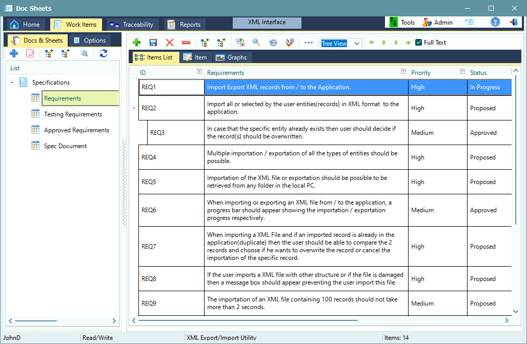 screenshot of DocSheets