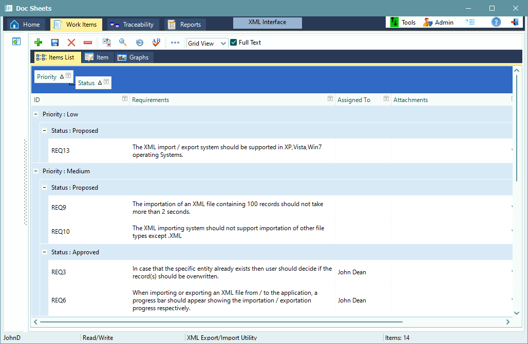 screenshot of DocSheets