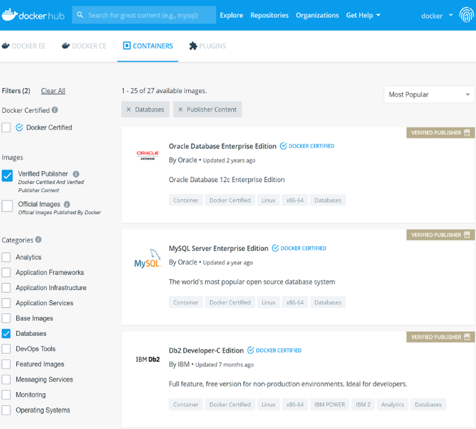 screenshot of Docker