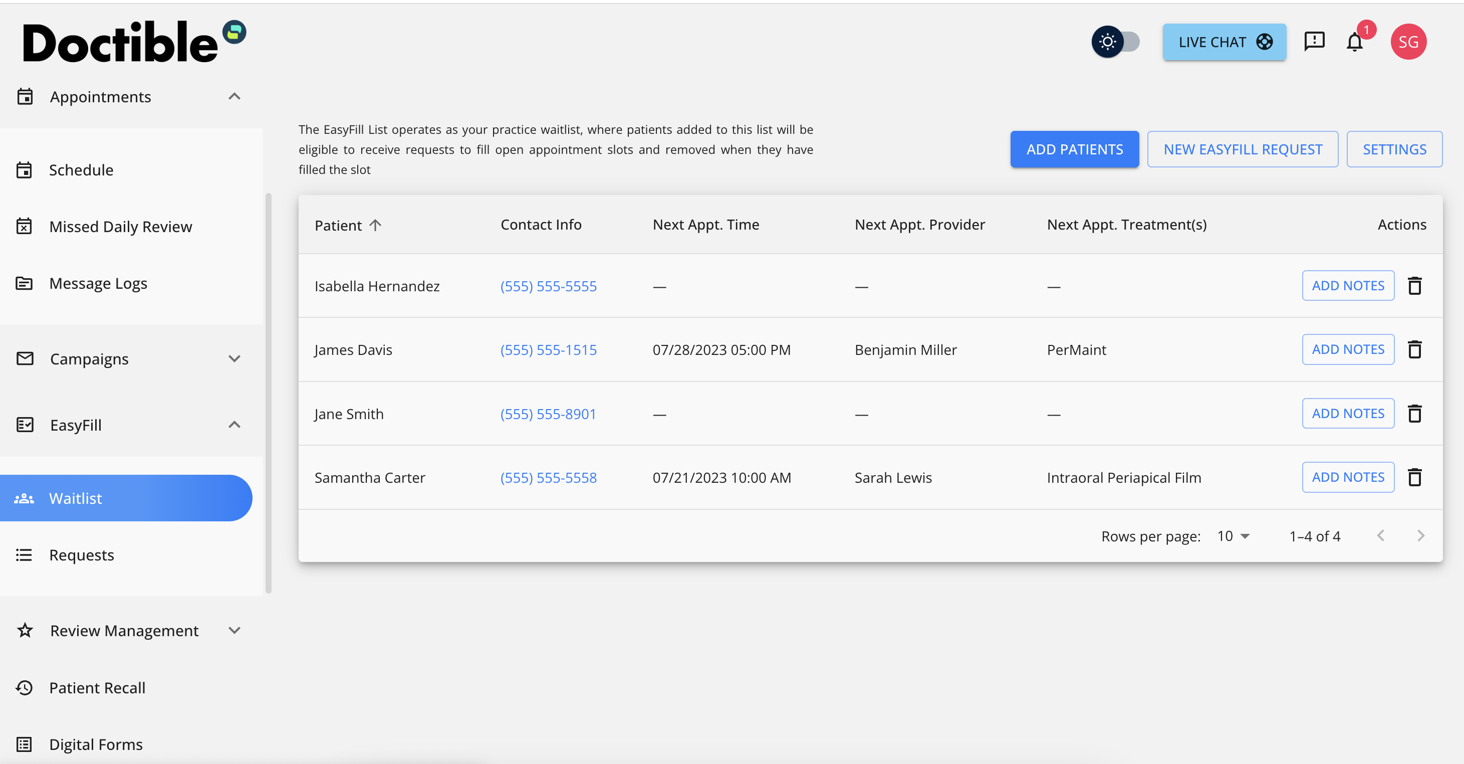 screenshot of Doctible