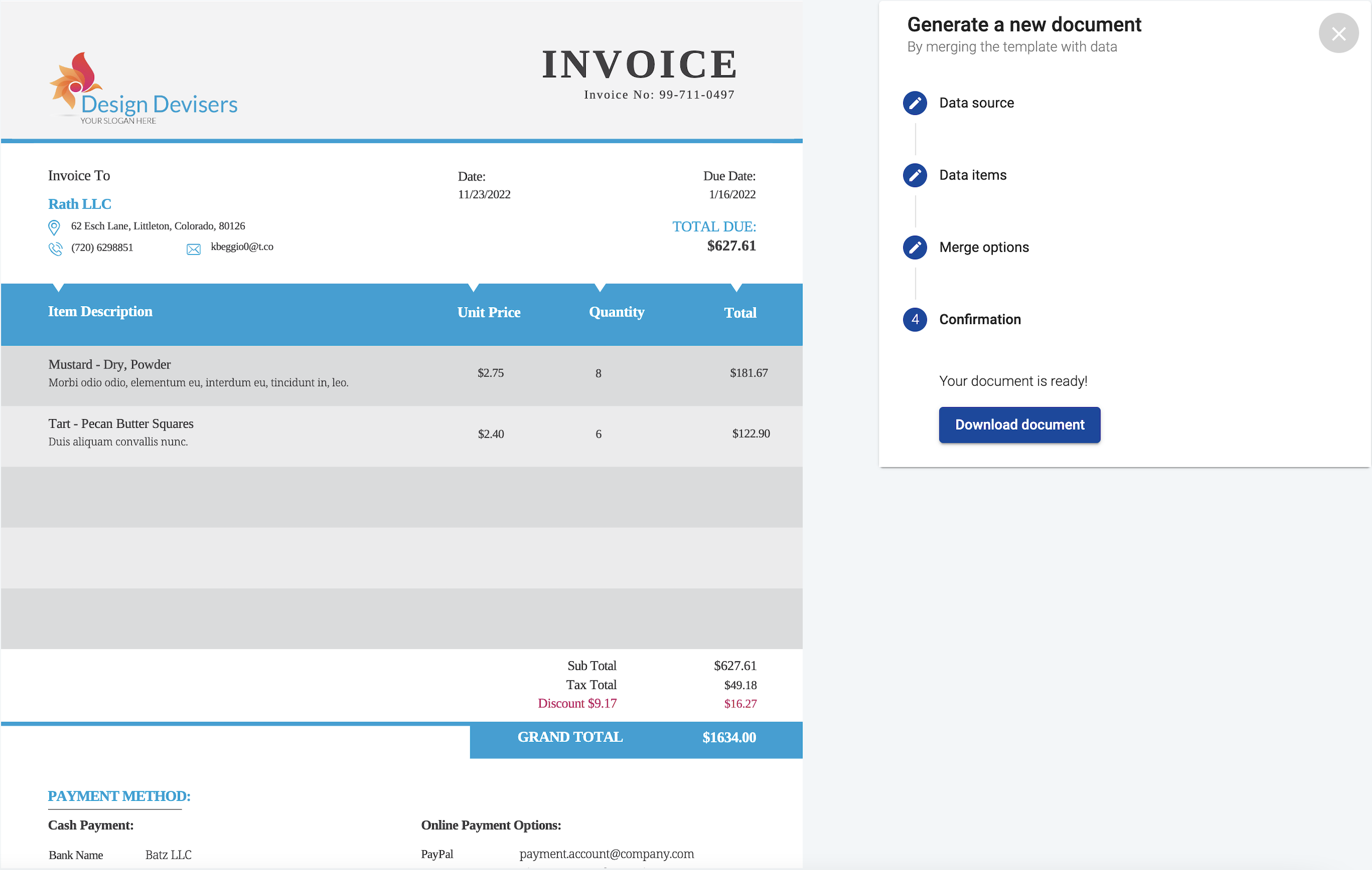 screenshot of DocuGenerate