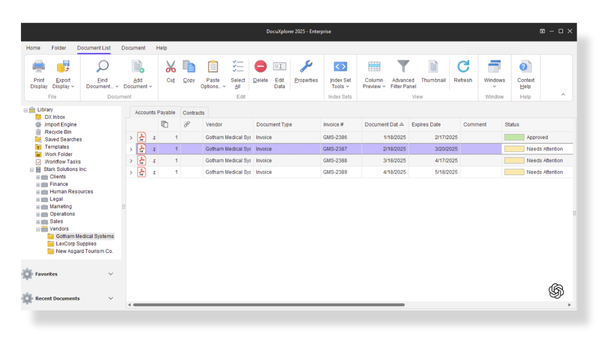screenshot of DocuXplorer
