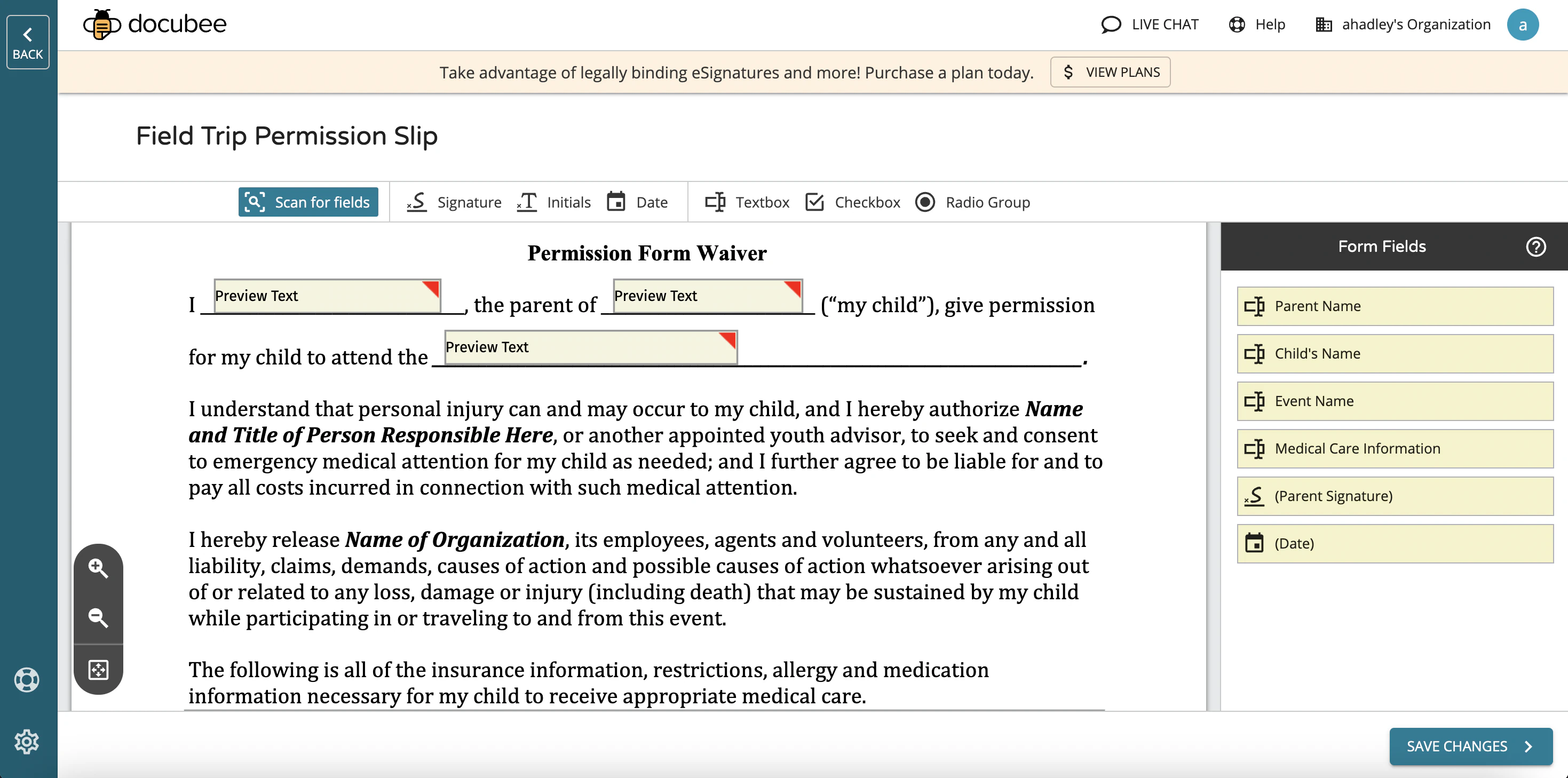 screenshot of Docubee