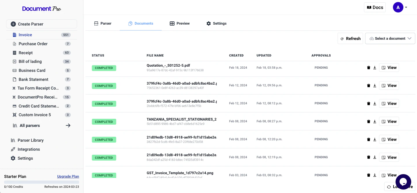 screenshot of DocumentPro