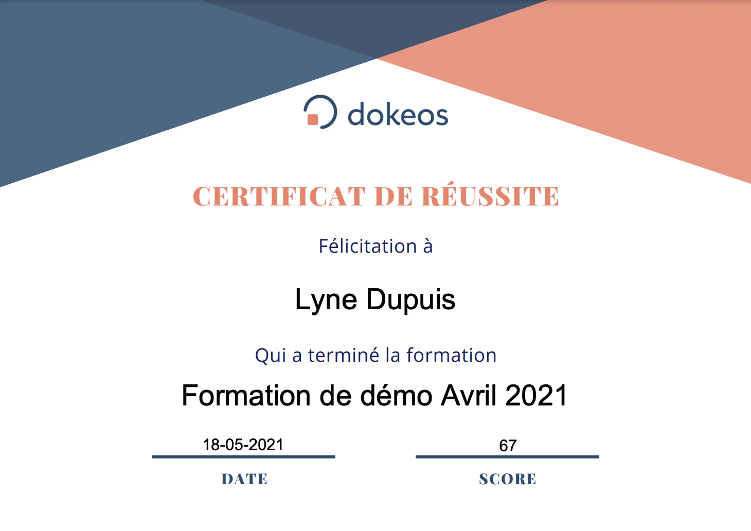 screenshot of Dokeos