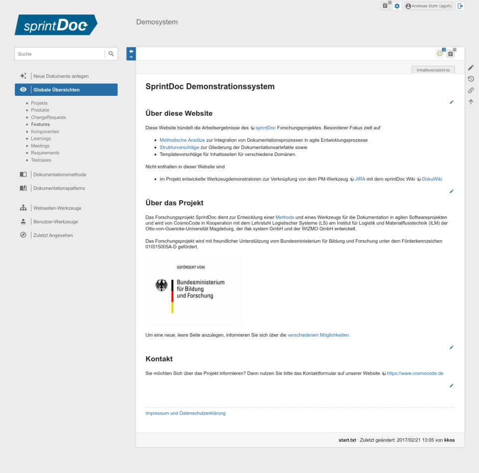 screenshot of DokuWiki