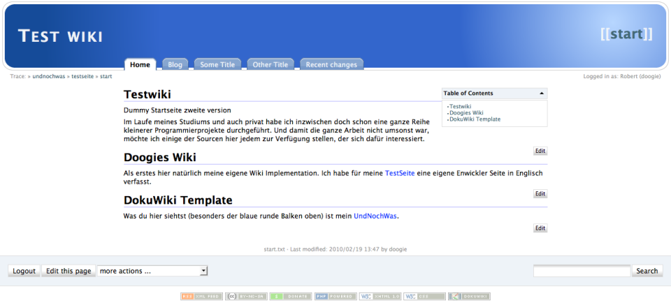 screenshot of DokuWiki