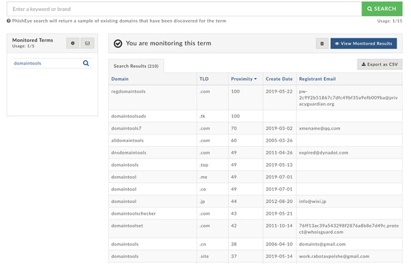 screenshot of DomainTools