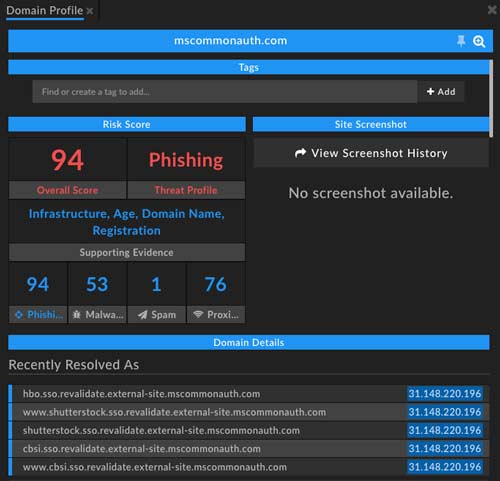 screenshot of DomainTools
