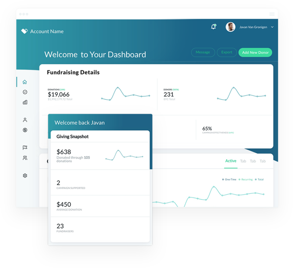 screenshot of Donately