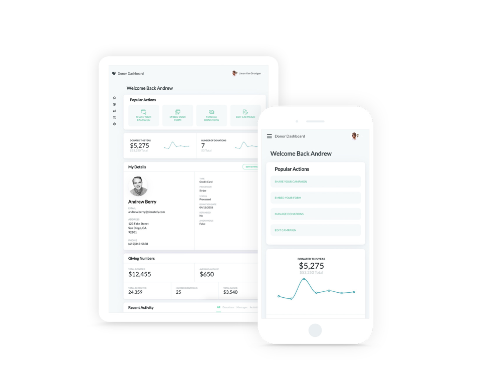 screenshot of Donately