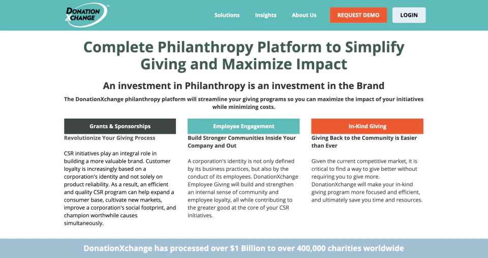 screenshot of DonationXchange