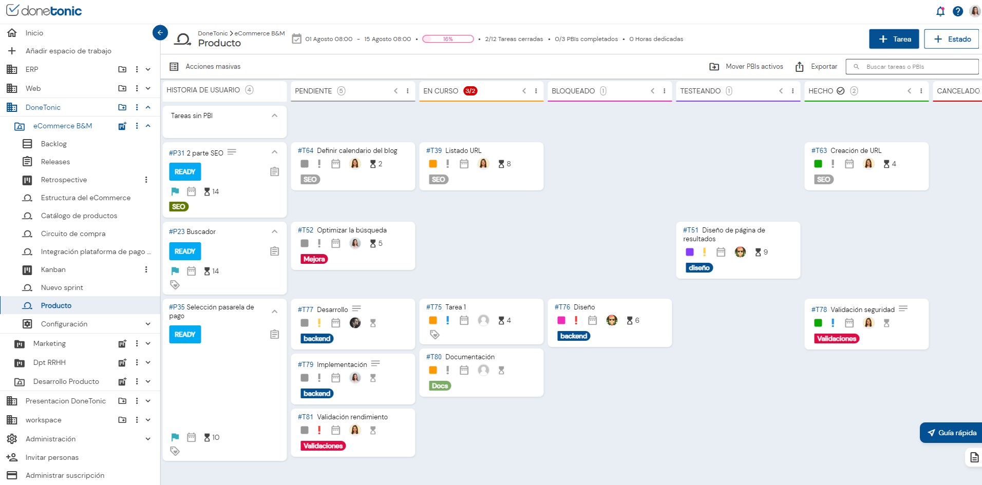 screenshot of DoneTonic