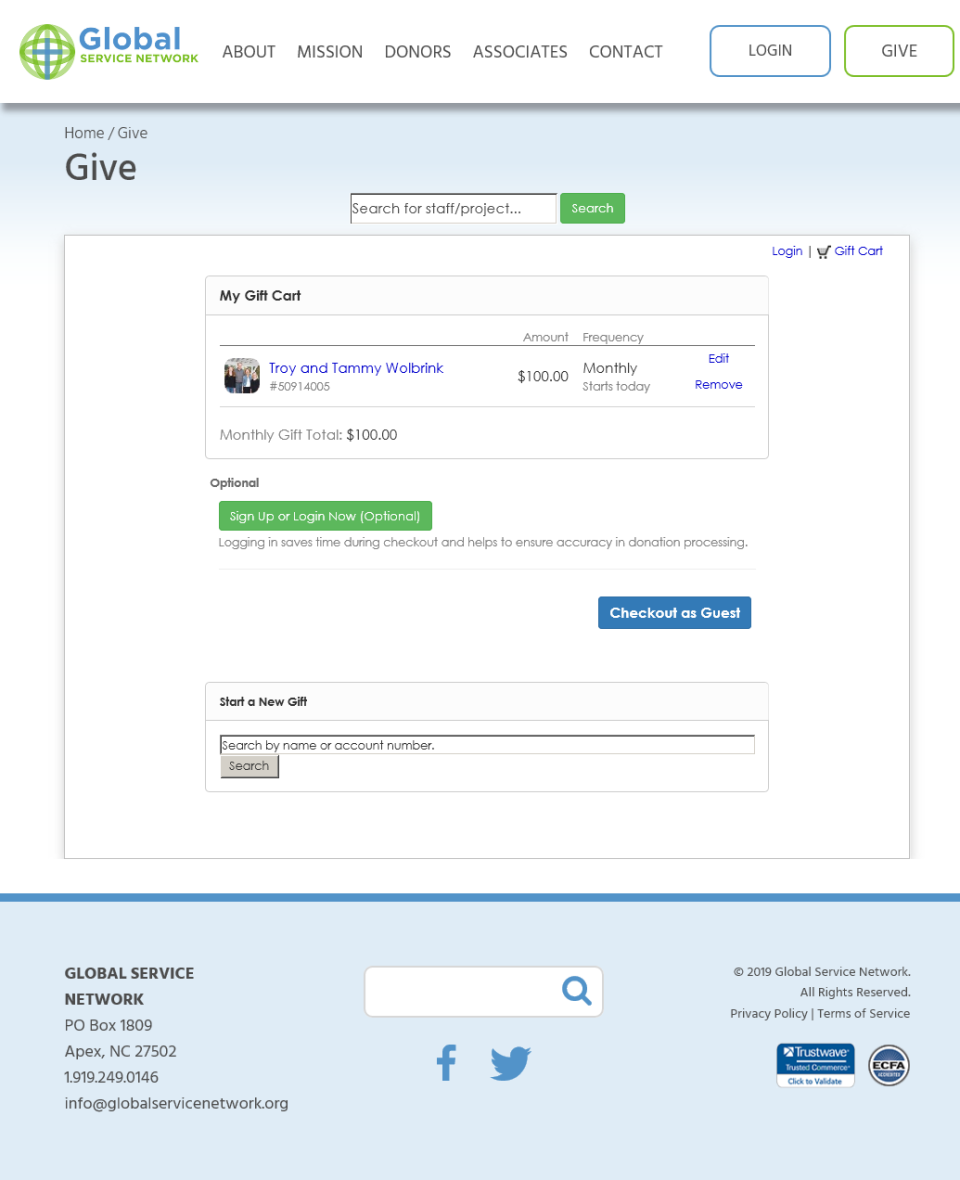 screenshot of DonorHub
