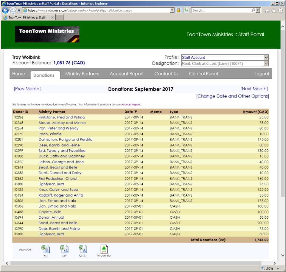 screenshot of DonorHub