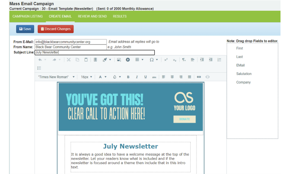 screenshot of DonorSnap